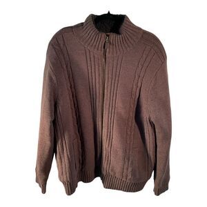 OUTDOOR LIFE Mens Brown Long Sleeve Full Pocket Sweater Jacket Size XL